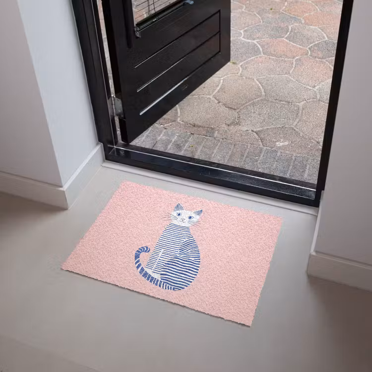 Kat - Illustratie - Minimalistisch - Roze Deurmat klein -sfeer5