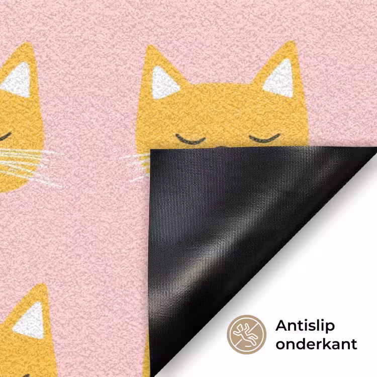 Katten - Patroon - Roze Deurmat klein 898 -antislip_NL