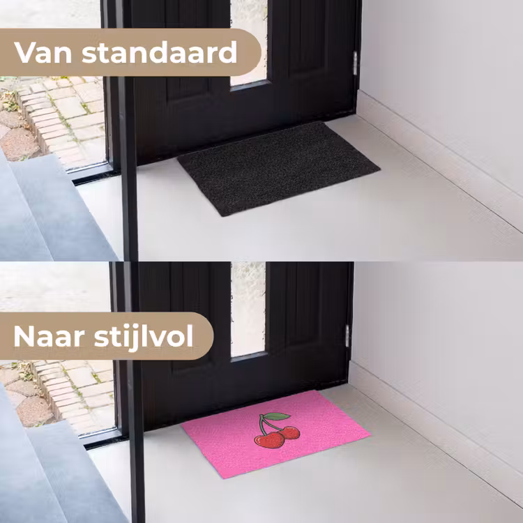 Kers - Roze - Fruit Deurmat klein -voor-na_NL
