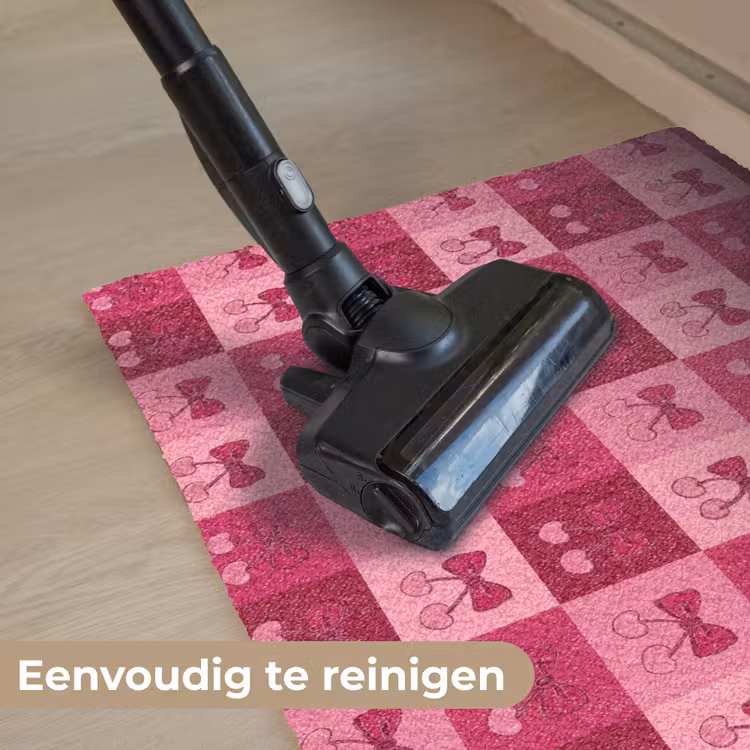 Kersen - Strikjes - Speels - Roze - Bordeaux Deurmat klein 898 -reinigen_NL