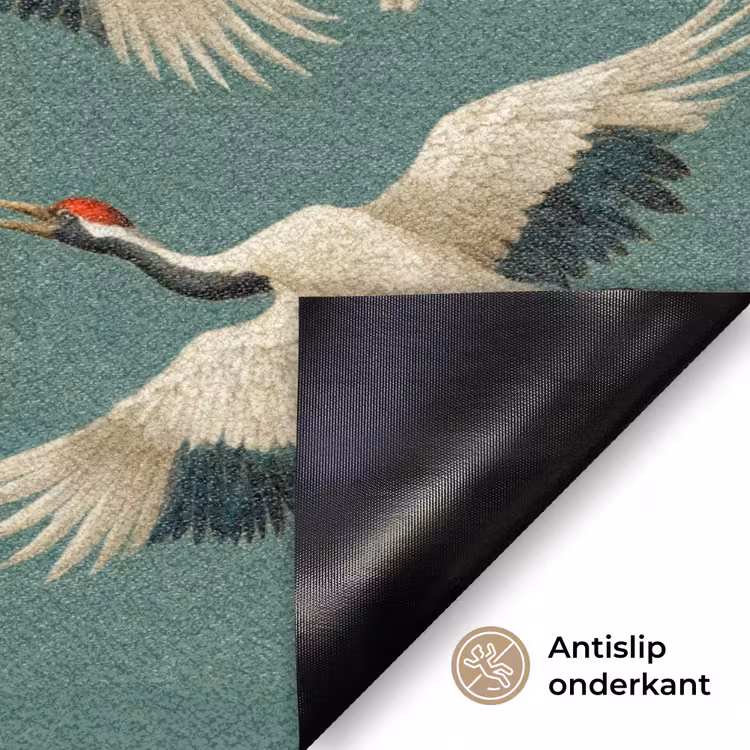 Kersenbloesem - Kraamvogels - Groen Deurmat klein 898 -antislip_NL