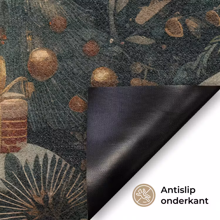 Kerst - Gnomen - Peperkoekhuisje - Rood - Groen Deurmat klein -antislip_NL