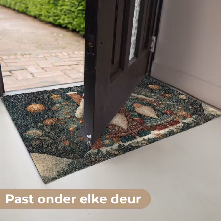 Kerst - Gnomen - Peperkoekhuisje - Rood - Groen Deurmat klein -USP_NL