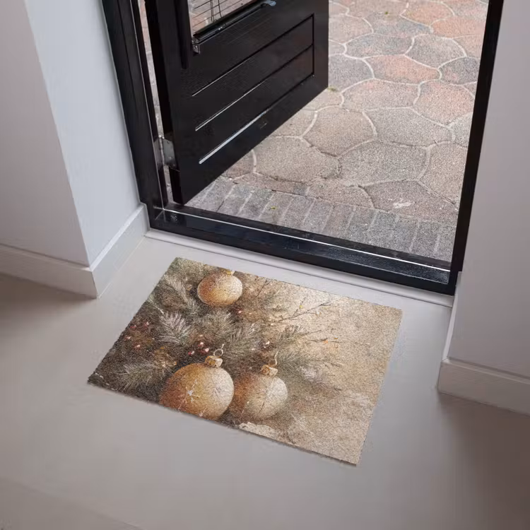 Kerst - Kerstballen - Beige - Goud Deurmat klein -sfeer5