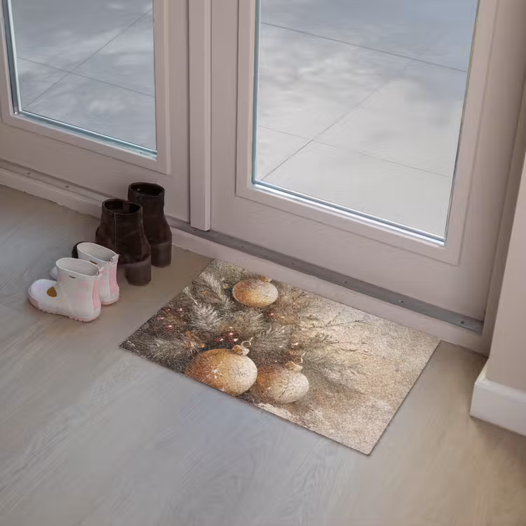 Kerst - Kerstballen - Beige - Goud Deurmat klein -sfeer3