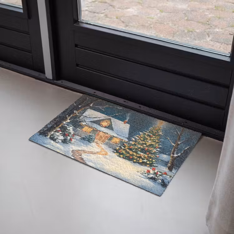 Kerst - Kerstboom - Winter - Huis - Sneeuw Deurmat klein -sfeer2