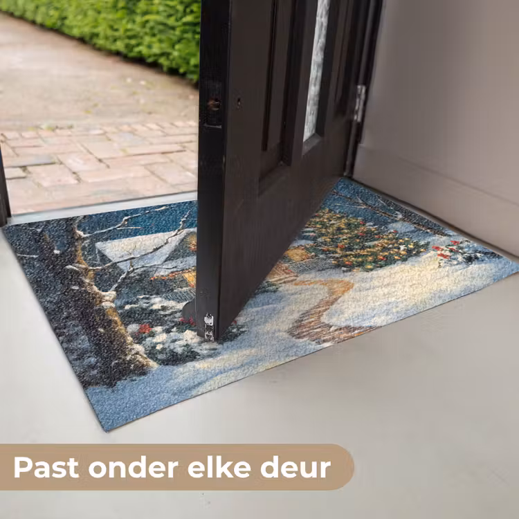 Kerst - Kerstboom - Winter - Huis - Sneeuw Deurmat klein -USP_NL