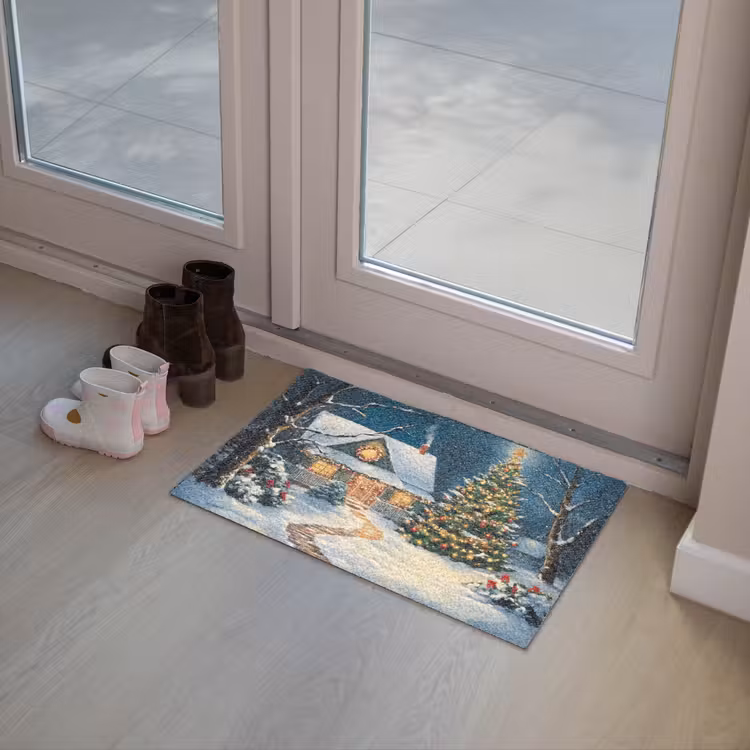 Kerst - Kerstboom - Winter - Huis - Sneeuw Deurmat klein -sfeer3