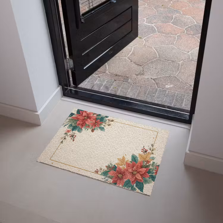 Kerst - Poinsettia - Omlijsting - Kleurrijk Deurmat klein -sfeer5