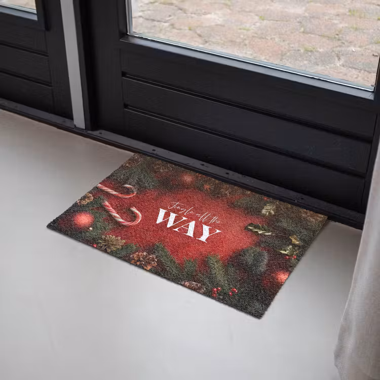 Kerst - Quote - Rood - Kerstballen Deurmat klein -sfeer2