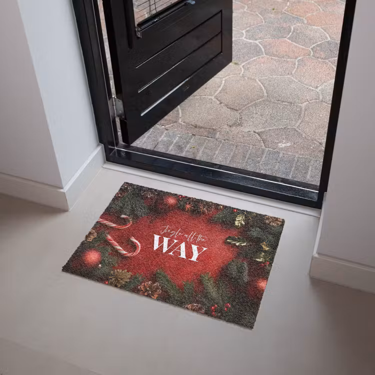 Kerst - Quote - Rood - Kerstballen Deurmat klein -sfeer5