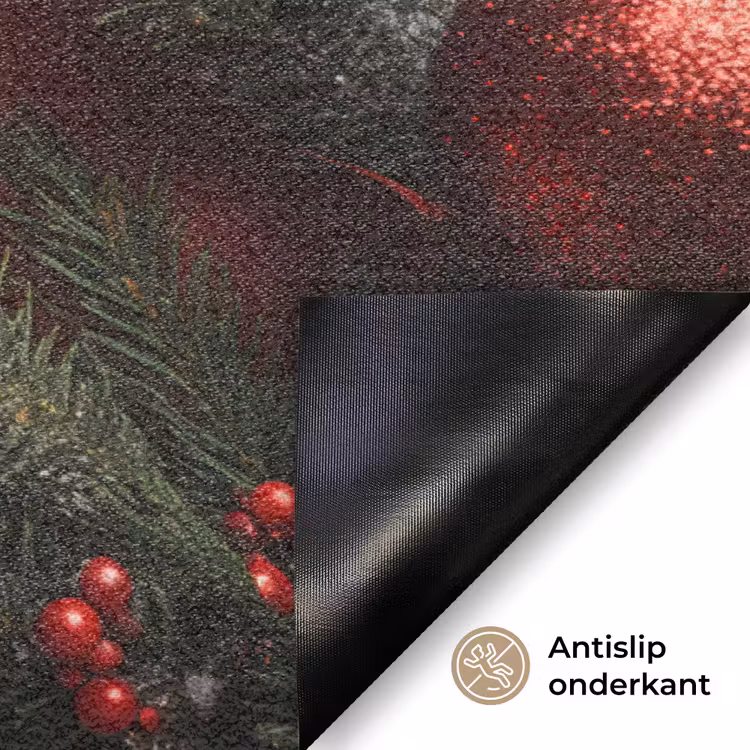 Kerst - Quote - Rood - Kerstballen Deurmat klein -antislip_NL