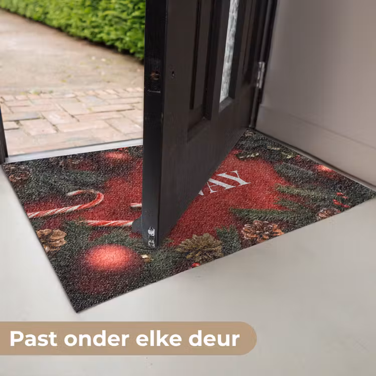 Kerst - Quote - Rood - Kerstballen Deurmat klein -USP_NL