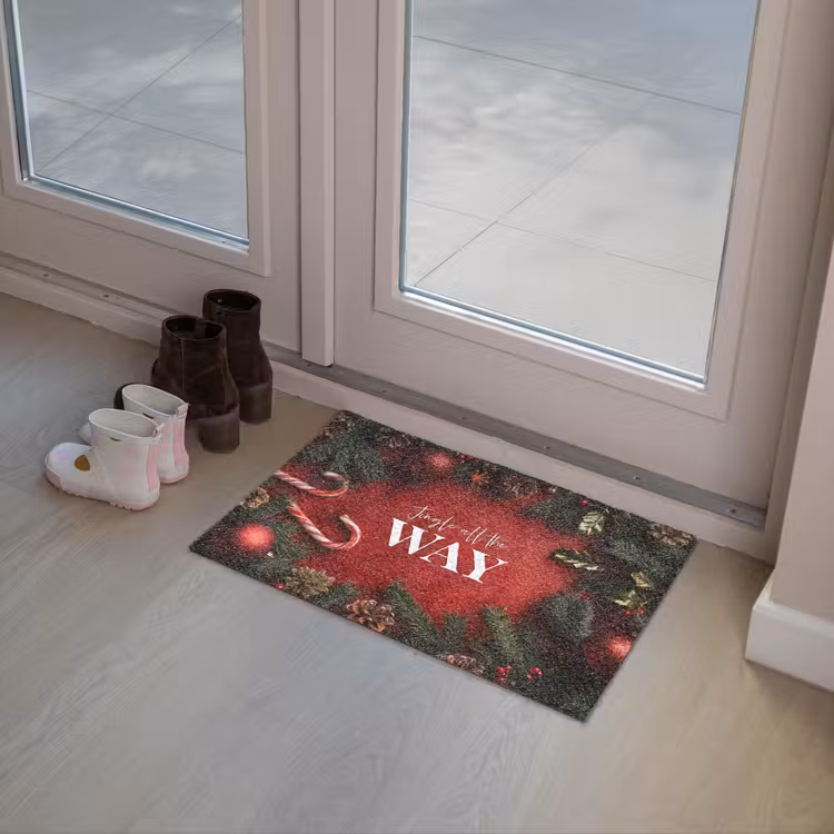 Kerst - Quote - Rood - Kerstballen Deurmat klein -sfeer3