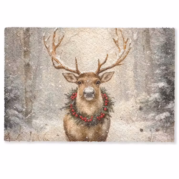 Kerst - Rendier - Winter - Krans Deurmat klein -zkaufland3d