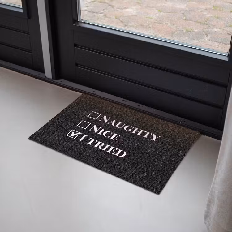 Kerst - Zwart - Wit - Quote - Grappig Deurmat klein -sfeer2