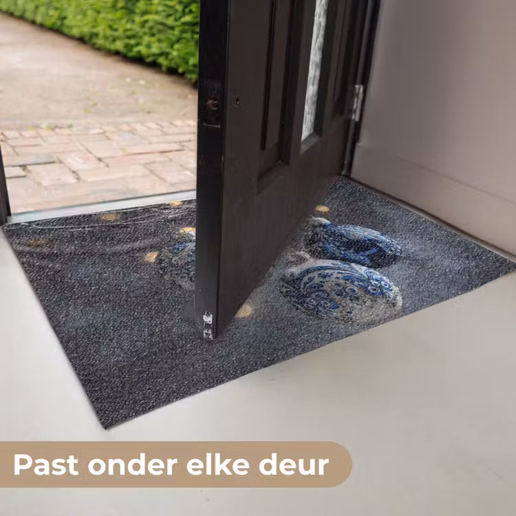 Kerstbal - Versierd - Blauw Deurmat klein -USP_NL