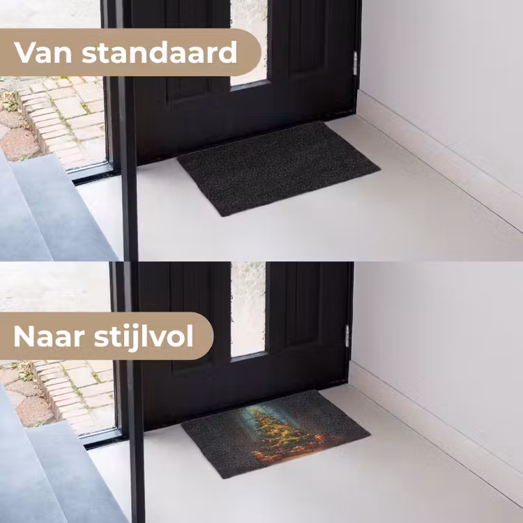 Kerstboom - Cadeau - Kerst - Winter Deurmat klein -voor-na_NL