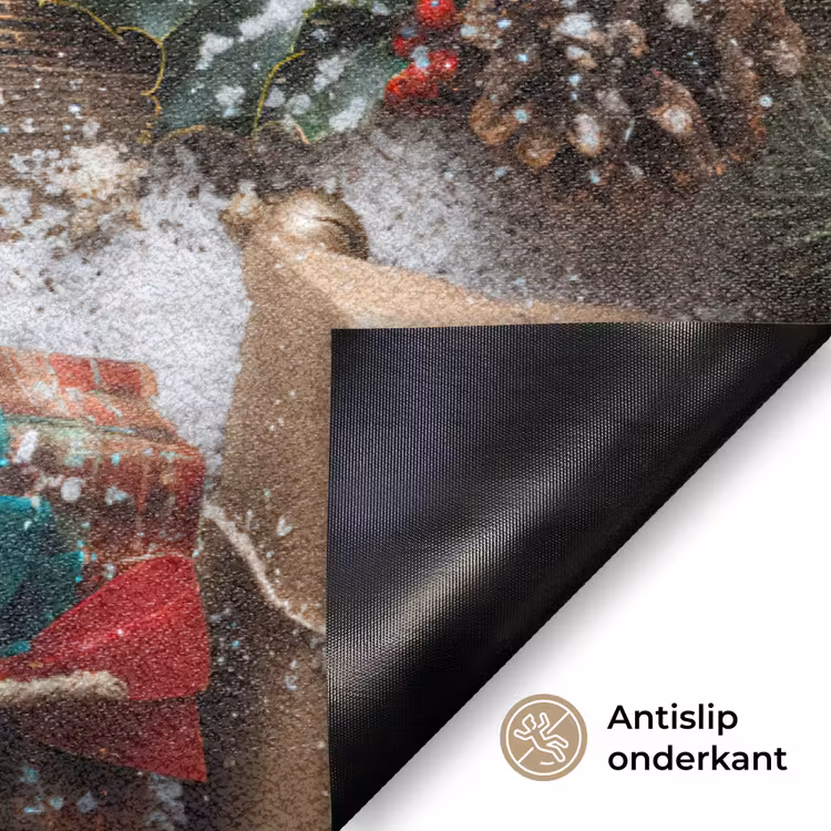 Kerstdecoratie - Geschenken - Hout - Veelkleurig Deurmat klein -antislip_NL