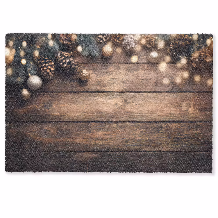 Kerstdecoratie - Houten - Dennenappel - Bruin Deurmat klein -zkaufland3d