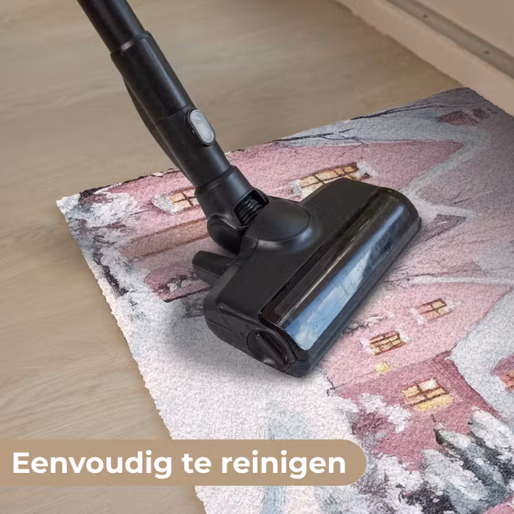 Kerstdorp - Roze - Winter - Sneeuw - Huizen Deurmat klein -reinigen_NL