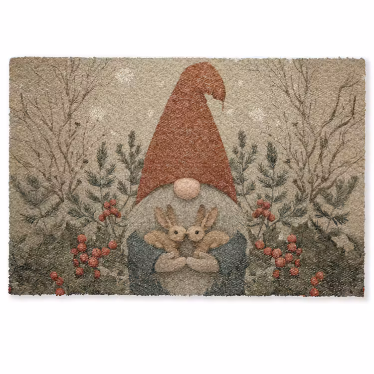 Kerstgnome - Konijntjes - Kleurrijk Deurmat klein -zkaufland3d