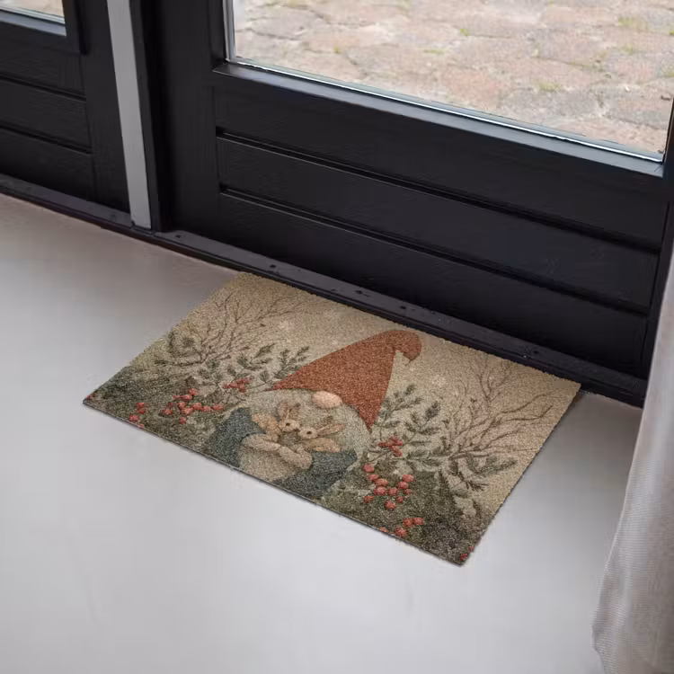 Kerstgnome - Konijntjes - Kleurrijk Deurmat klein -sfeer2