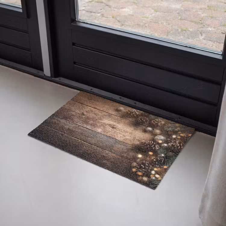Kersthoekdecoratie - Dennenappels - Lichtjes Deurmat klein -sfeer2