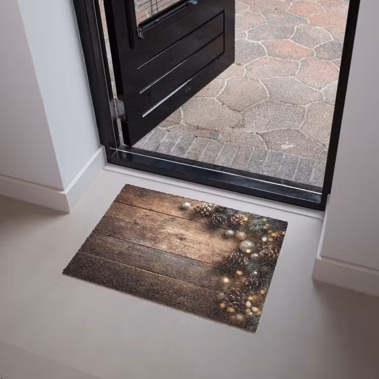 Kersthoekdecoratie - Dennenappels - Lichtjes Deurmat klein -sfeer5