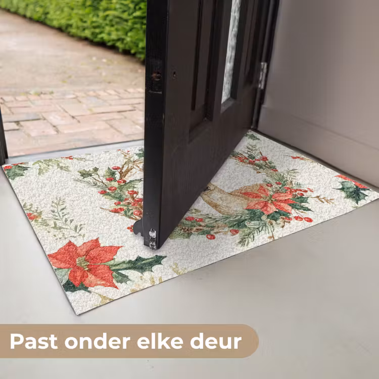 Kerstkrans - Hert - Hulst - Rood Deurmat klein -USP_NL