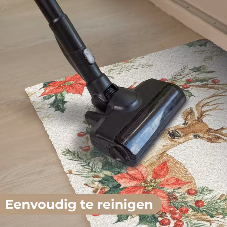 Kerstkrans - Hert - Hulst - Rood Deurmat klein -reinigen_NL