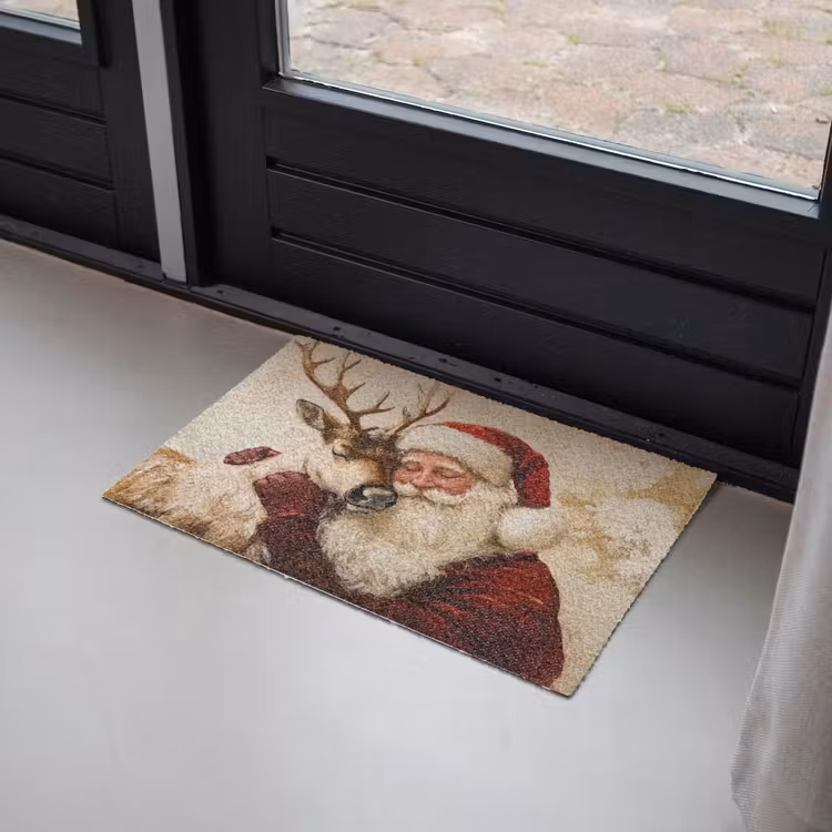 Kerstman - Rendier - Kerst - Christmas Deurmat klein -sfeer2
