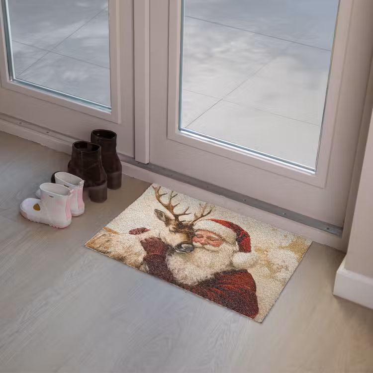 Kerstman - Rendier - Kerst - Christmas Deurmat klein -sfeer3