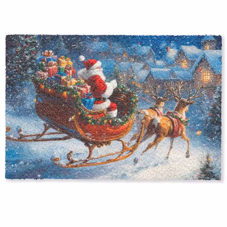 Kerstman - Rendier - Kerst - Sneeuw Deurmat klein -zkaufland3d