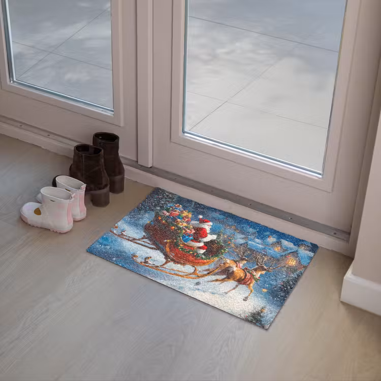 Kerstman - Rendier - Kerst - Sneeuw Deurmat klein -sfeer3