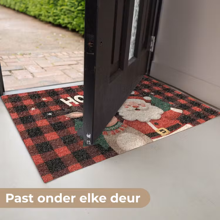 Kerstman - Rendier - Tekst - Rood - Zwart Deurmat klein -USP_NL