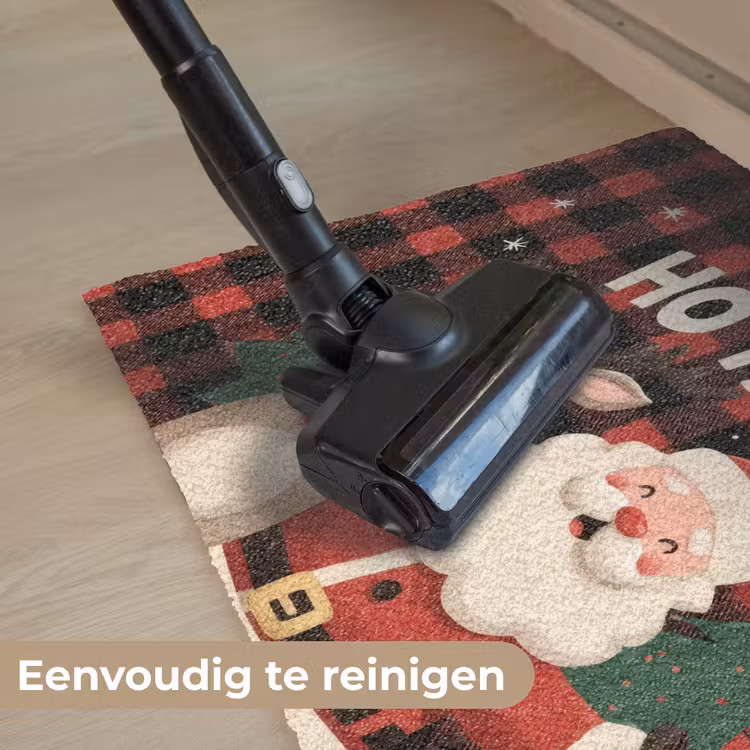 Kerstman - Rendier - Tekst - Rood - Zwart Deurmat klein -reinigen_NL