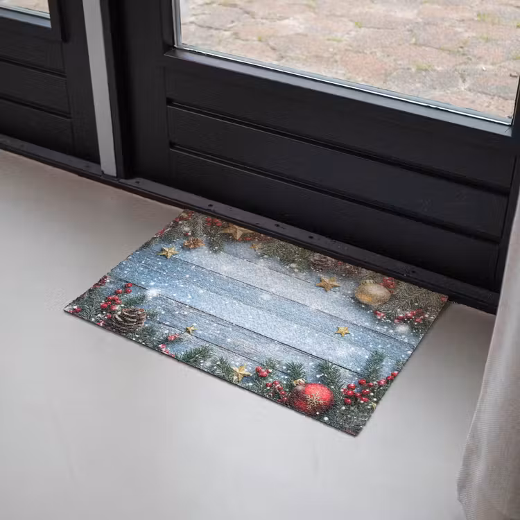 Kerstomlijsting - Sneeuw - Meerkleurig Deurmat klein -sfeer2