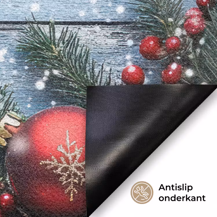 Kerstomlijsting - Sneeuw - Meerkleurig Deurmat klein -antislip_NL