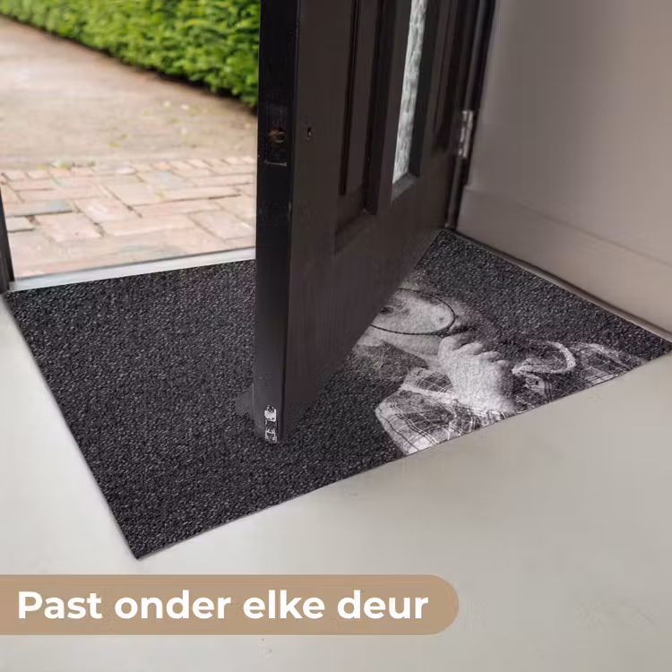 Kind - Vergrootglas - Portret - Zwart-wit Deurmat klein -USP_NL