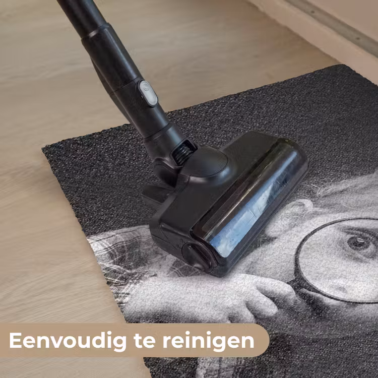 Kind - Vergrootglas - Portret - Zwart-wit Deurmat klein -reinigen_NL