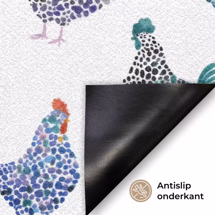 Kippen -Aquarel - Kleurrijk Deurmat klein 898 -antislip_NL