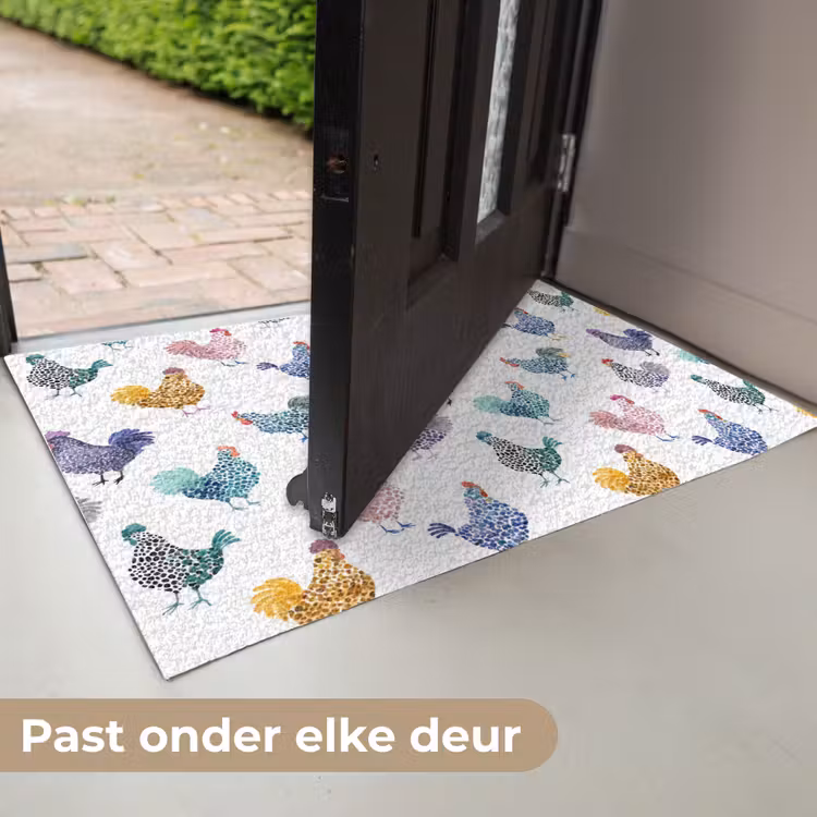 Kippen -Aquarel - Kleurrijk Deurmat klein 898 -USP_NL