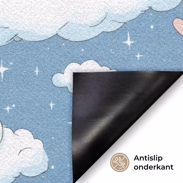 Kitten - Wolken - Blauw Deurmat klein 898 -antislip_NL