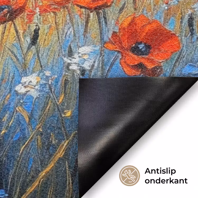 Klaproos - Bloemenveld - Kleurrijk Deurmat klein -antislip_NL