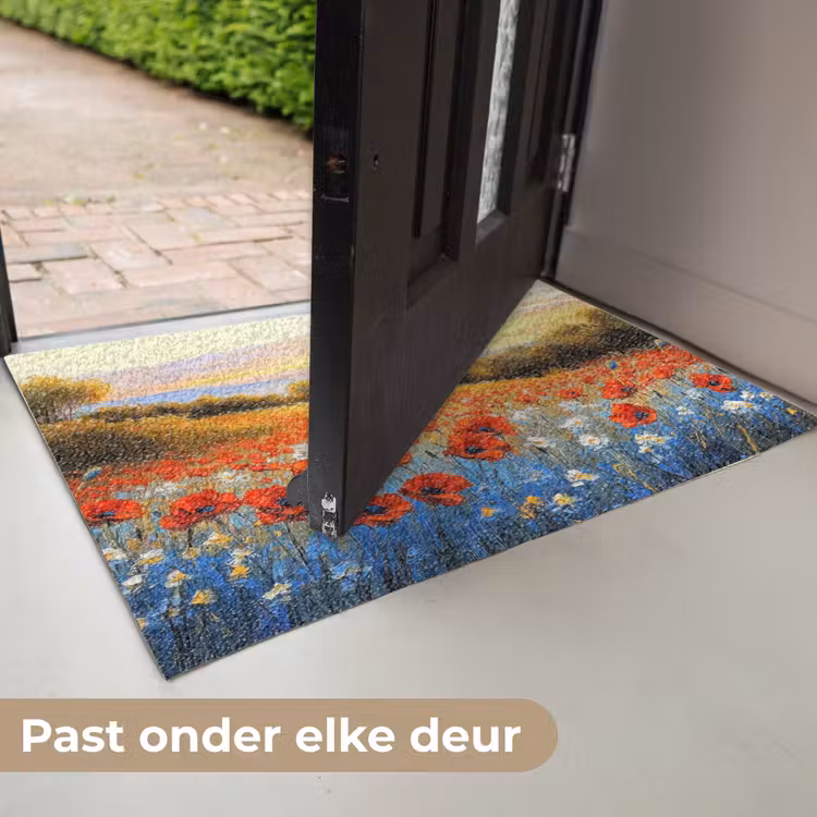 Klaproos - Bloemenveld - Kleurrijk Deurmat klein -USP_NL