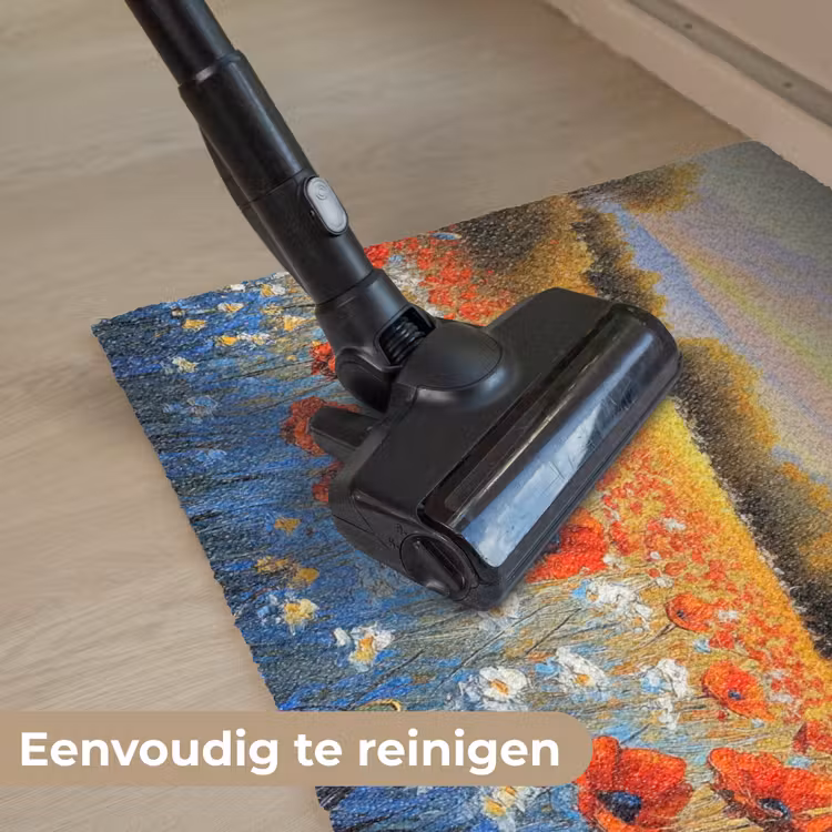 Klaproos - Bloemenveld - Kleurrijk Deurmat klein -reinigen_NL
