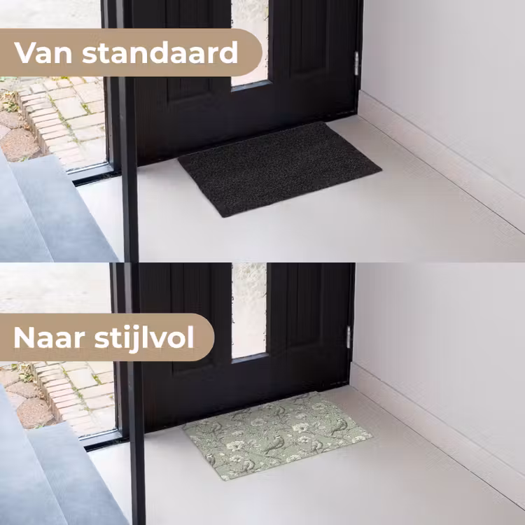 Klassiek - Botanisch - Groen Deurmat klein 898 -voor-na_NL