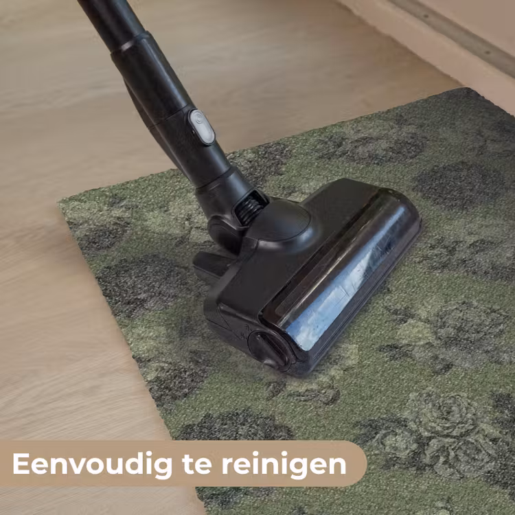 Klassiek - botanisch - olijfgroen - bloemen Deurmat klein 898 -reinigen_NL