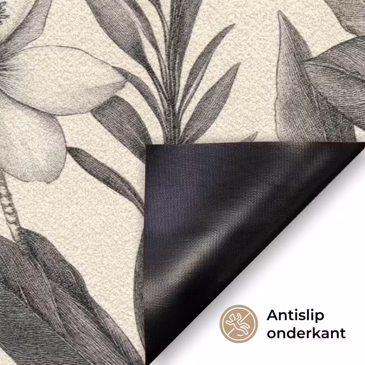 Klassiek - Botanisch - Zwart - Beige Deurmat klein 898 -antislip_NL